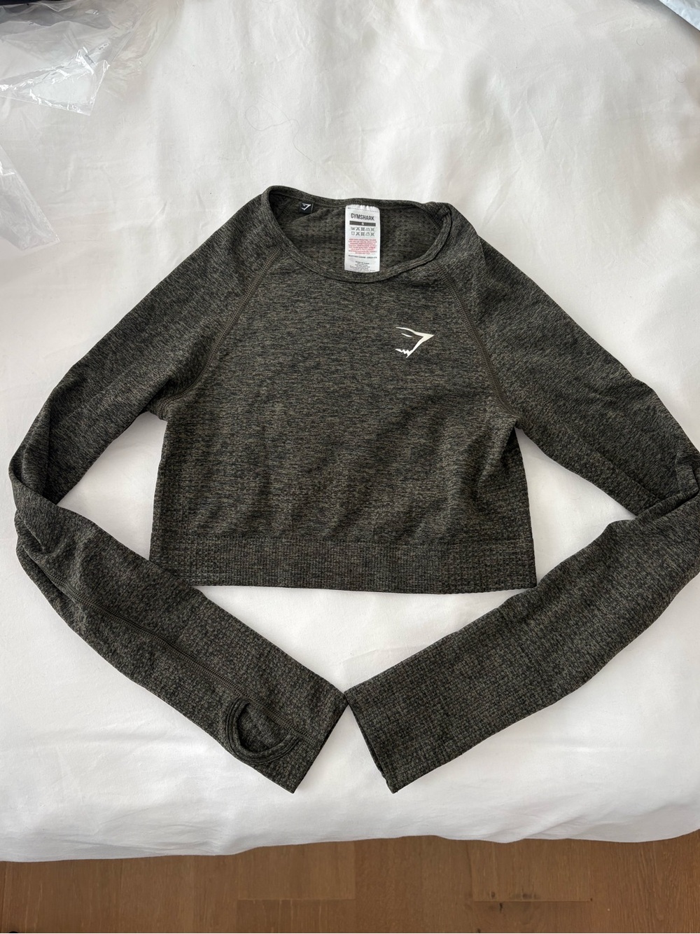 Gymshark Long Sleeve Cropped Seamless Top - Dark Army Green